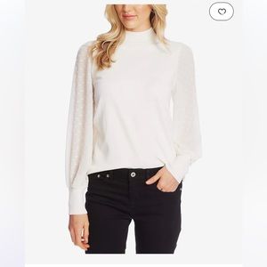 Cece mock turtleneck sweater with sheer dot sleeves xl